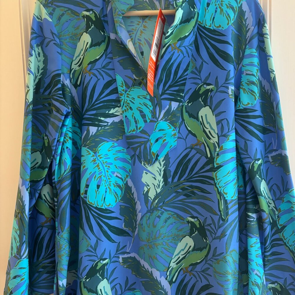 Jude Connally Chris Paradise Parrot Print Jude Cloth Tunic Large NWT